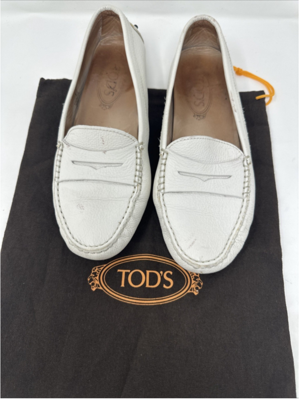 Tod's Women's White Leather Shoes Size 39 EU 9 US Slip On Loafers Flats